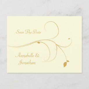 Ivory with Gold Swirls Save The Date Announcement Postcard
