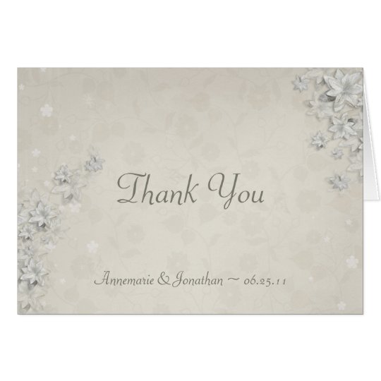 Ivory with White Flowers Thank You Card