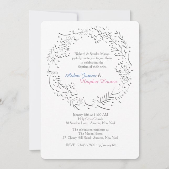 Ivory Wreath Invitation (Front)