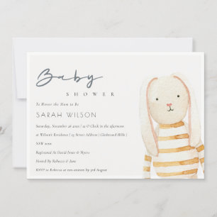  Ivory Yellow Bunny Soft Toy Baby Shower Invite