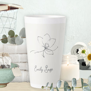 Ivory Zen Yoga Floral Line Art Slate Gray Latte Mug