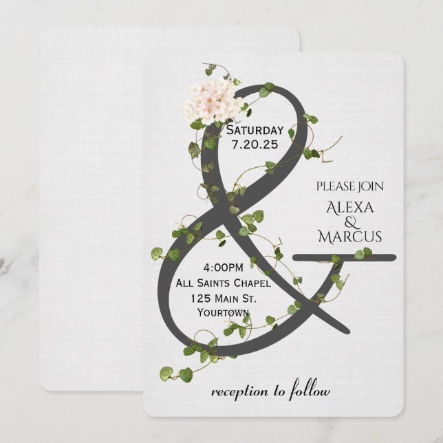 Ivy and Ampersand Wedding Invitation (Front/Back)