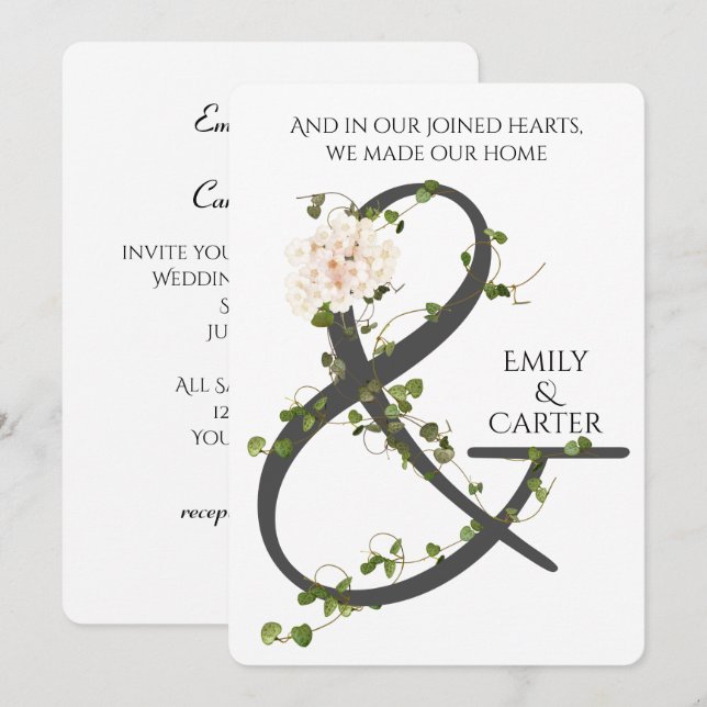 Ivy and Ampersand Wedding Invitation (Front/Back)