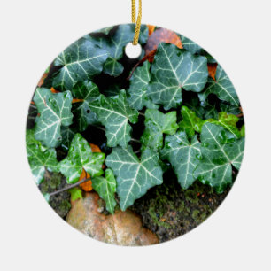 Ivy and field stone ceramic tree decoration