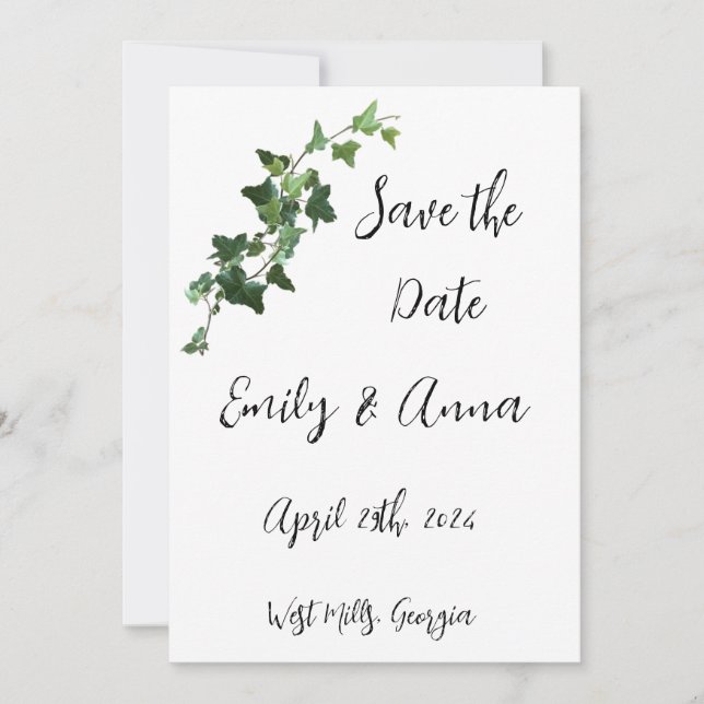 Ivy and Hearts Save the Date  (Front)