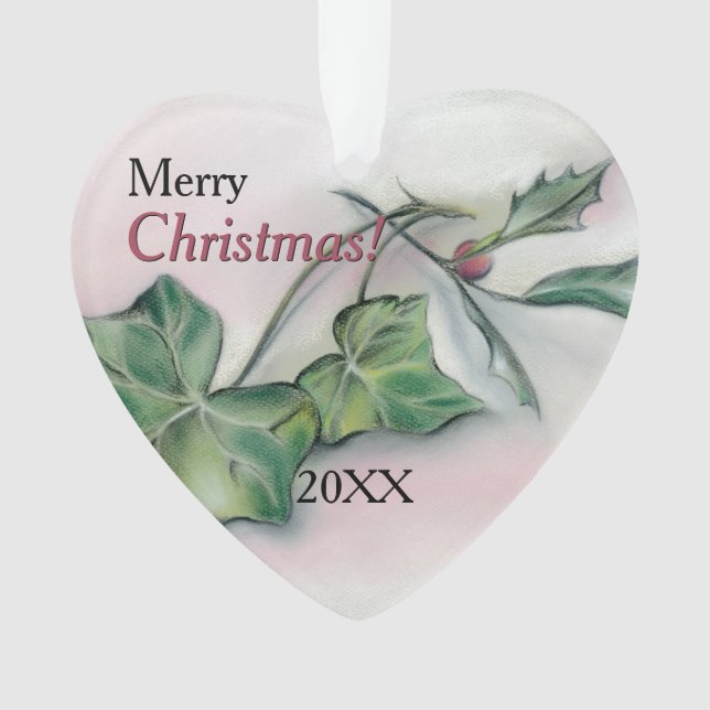 Ivy and Holly Christmas Ornament (Front)