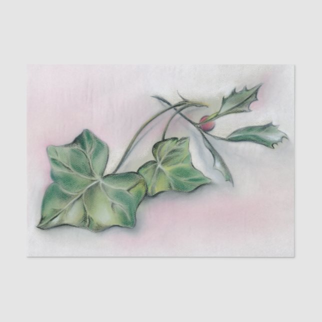 Ivy and Holly Christmas Tissue Paper (Front)