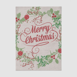 Ivy and Red Berries Wreath with Merry Christmas Tissue Paper