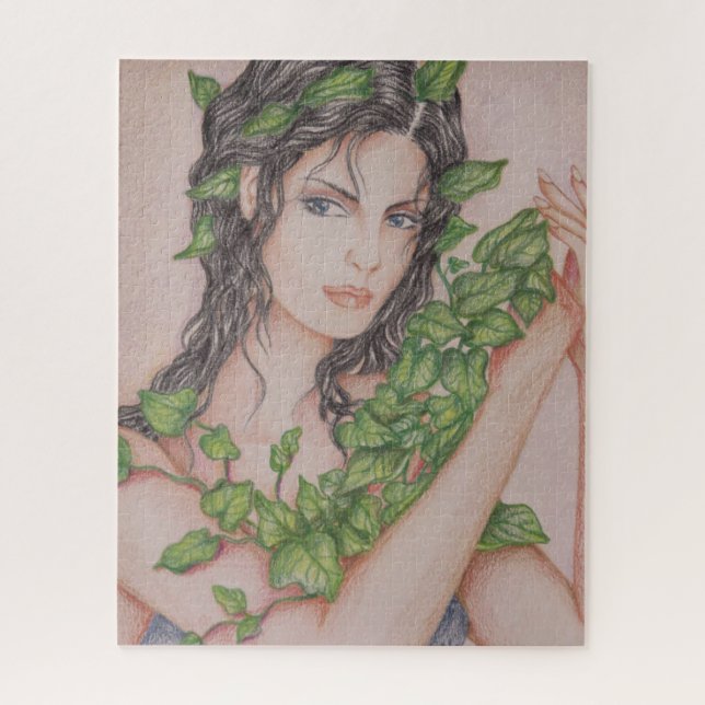 Ivy Bride Girl Portrait Pencil Art Illustration Jigsaw Puzzle (Vertical)
