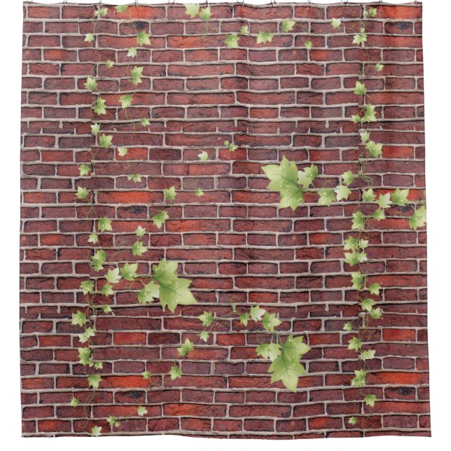 Ivy Covered Brick Wall Shower Curtain (Front)