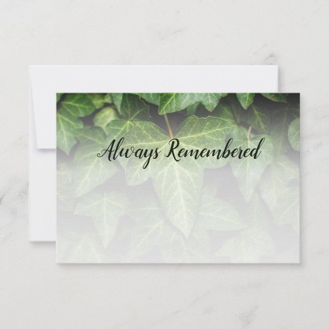 Ivy Custom Photo Always Remembered Note Card (Front)