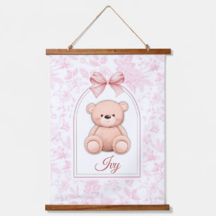 Ivy Custom Pink Teddy Bear Nursery Design Hanging Tapestry