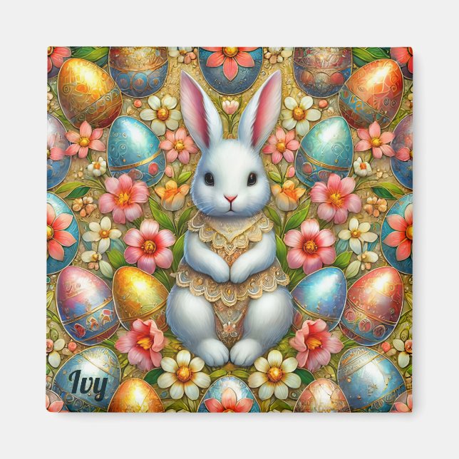 IVY ~ Easter Bunny and Eggs ~  Magnet (Front)