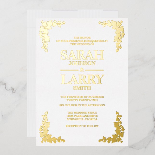 Ivy Elegant Gold Traditional Wedding (Envelope)