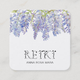 *~* Ivy Floral Wisteria Flower Watercolor REIKI Square Business Card
