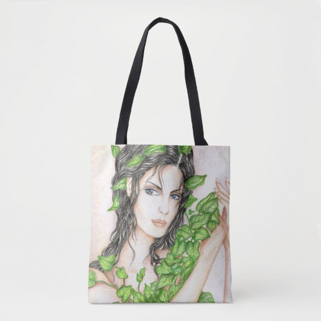 Ivy Girl Portrait Drawing Sketch Illustration Tote Bag (Front)