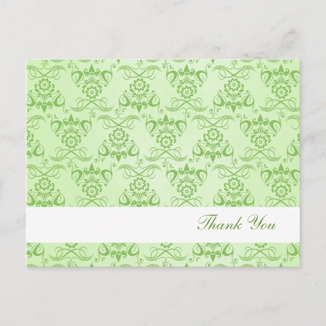 Ivy Green French Damask "Thank You" Postcard (Front)