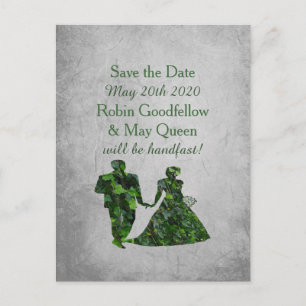 Ivy Green Man & Lady Handfasting Save the Date Announcement Postcard