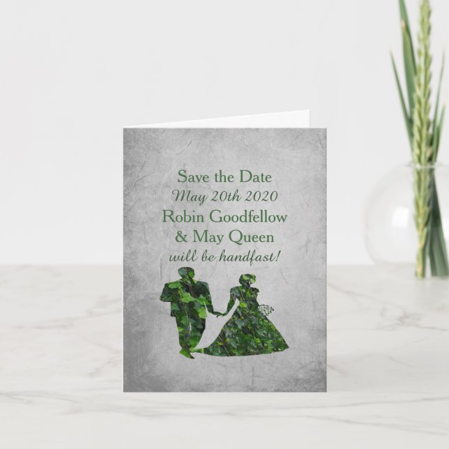 Ivy Green Man & Lady Handfasting Save the Date Invitation (Front)