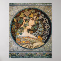 Ivy Hair Girl Painting by Alphonse Mucha