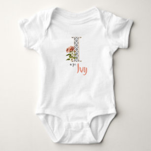 Ivy Name Reveal Floral Letter H Girl Whimsical Baby Bodysuit