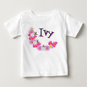 Ivy Name With Baby Meerkat Flower Garland, T-Shirt