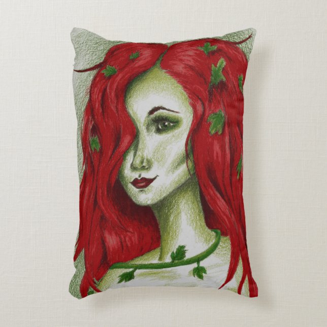 Ivy Nymph Redhead Woman Pixie Fantasy Art Decorative Cushion (Front(Vertical))