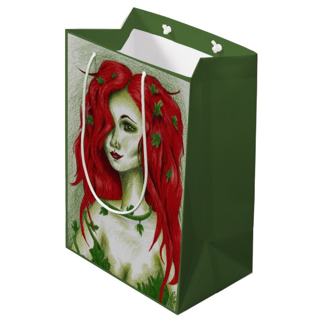 Ivy Nymph Redhead Woman Pixie Fantasy Art Medium Gift Bag (Back Angled)