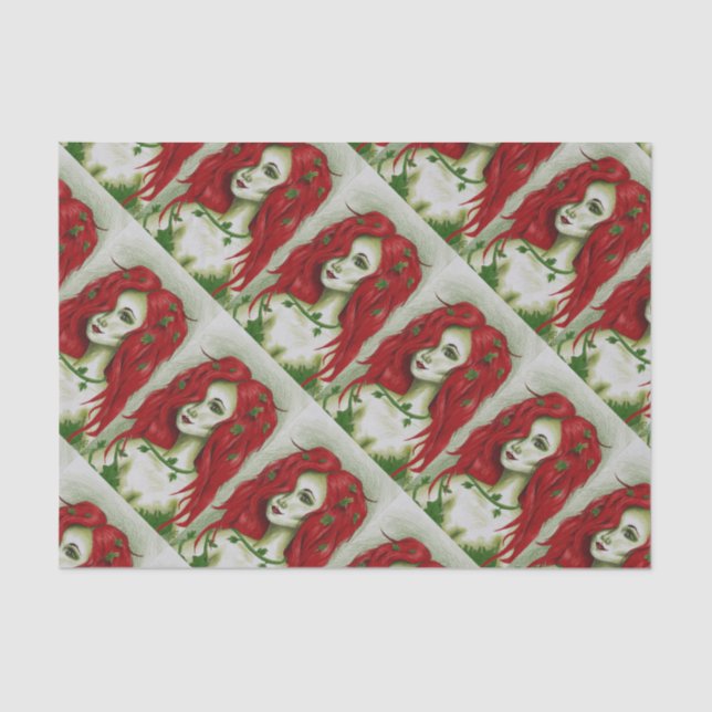 Ivy Nymph Redhead Woman Pixie Fantasy Art Tissue Paper (Front)