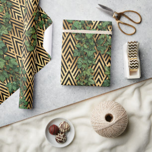 Ivy On A Gold Trellis Wrapping Paper