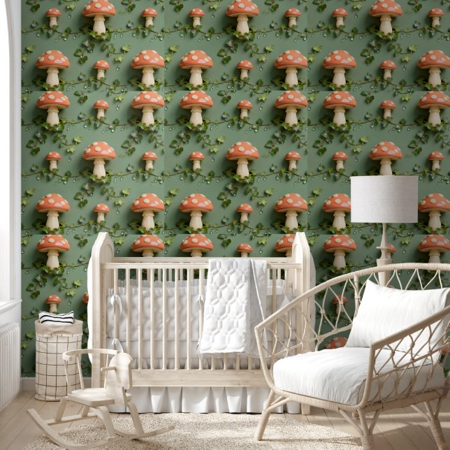 Ivy pattern magical forest mushroom wallpaper on s (Kids)