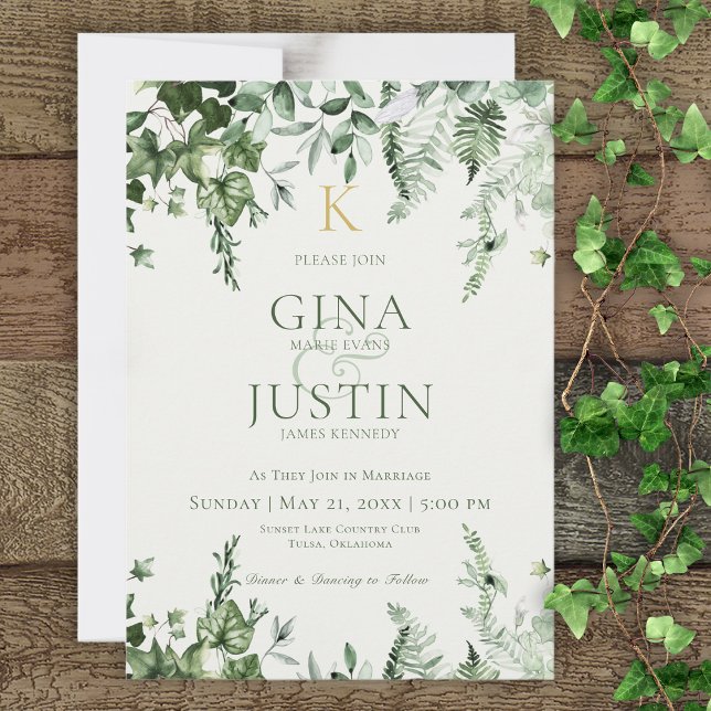 Ivy & Sage Monogram Wedding Invitation (Creator Uploaded)
