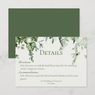 Ivy & Sage Wedding Details  Enclosure Card
