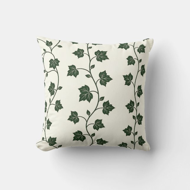 Ivy Vine Seamless Pattern Classic Green Cushion (Front)