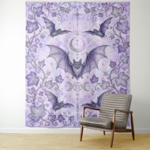 Ivy Vines and Bats Pagan Art Tapestry