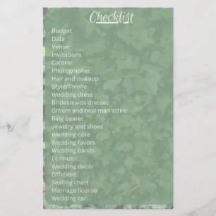 Ivy wedding checklist stationery