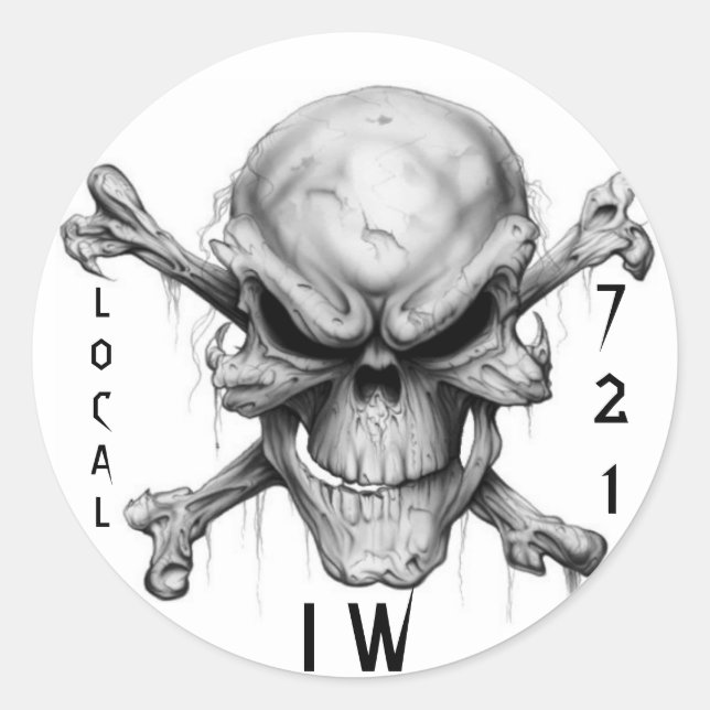 IW SKULL & CrossBones, LOCAL, 721 Classic Round Sticker (Front)