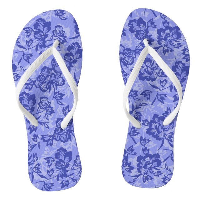 Iwalani Vintage Hawaiian Floral - Purple Flip Flops (Footbed)