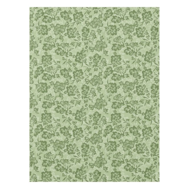 Iwalani Vintage Hawaiian Moss Floral Tablecloth (Front)