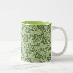 Iwalani Vintage Hawaiian Moss Floral Two-Tone Coffee Mug