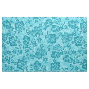 Iwalani Vintage Hawaiian Teal Floral Fabric
