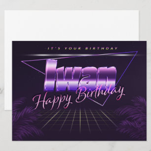Iwan Name Vorname lila retro Karte Geburtstag Card