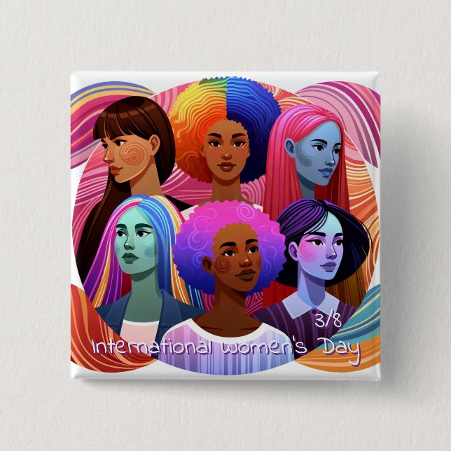 IWD |  International Women's Day is March 8th 15 Cm Square Badge (Front)