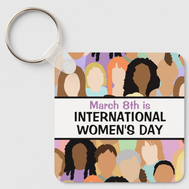 IWD International Women's Day March 8th Key Ring (Front)