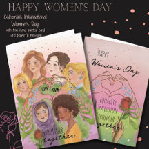 IWD Pink Watercolor multiethnic Women GIVE TO GAIN