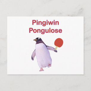iWin uLose Penguin Ping Pong Postcard