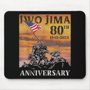 Iwo Jima 80th Anniversary Wwii Veteran Us Flag 4th Mouse Mat