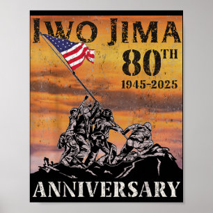 Iwo Jima 80th Anniversary Wwii Veteran Us Flag 4th Poster
