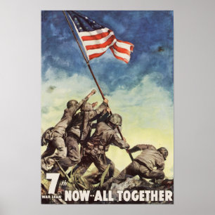 Iwo Jima American War USA Raising the Colours Amer Poster