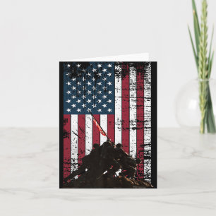 Iwo Jima Flag Raising Distressed Us Flag Wwii Vete Card